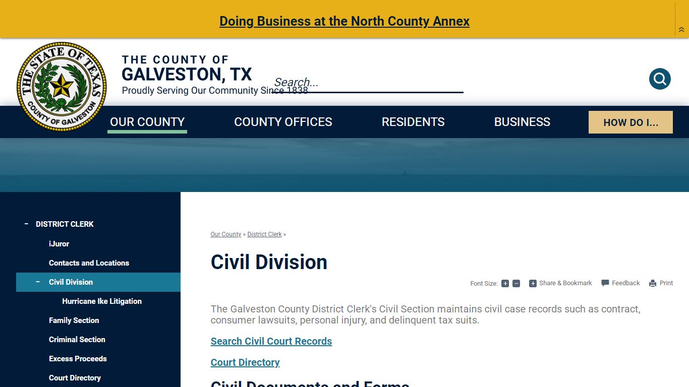 Civil Division | Galveston County, TX